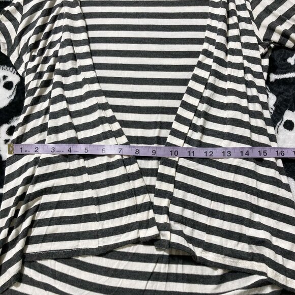 REBEL SUGAR Grey creamy white horizontal striped open front cardigan ~ SMALL MED - Picture 8 of 14